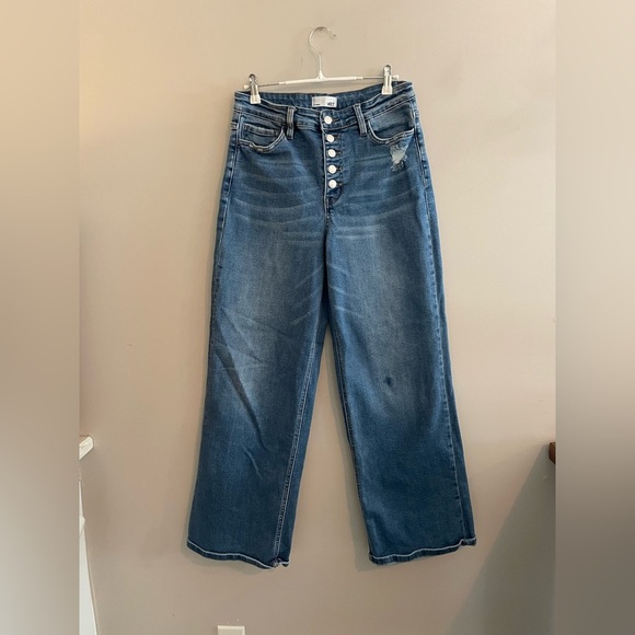 Vervet Jeans Dark Wash High Waisted with Buttons - Picture 1 of 4